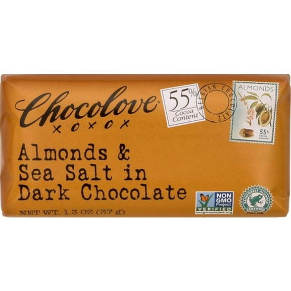 Chocolove Almonds and Sea Salt in Dark Chocolate Mini Bar, 1.3 Ounce -- 144 per case.