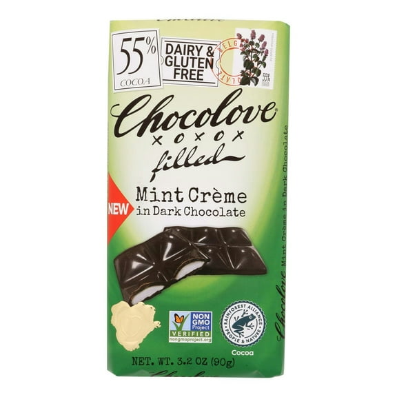 Chocolove Bar Filled Mint Cream Dark Chocolate 3.2 oz (Pack of 10)