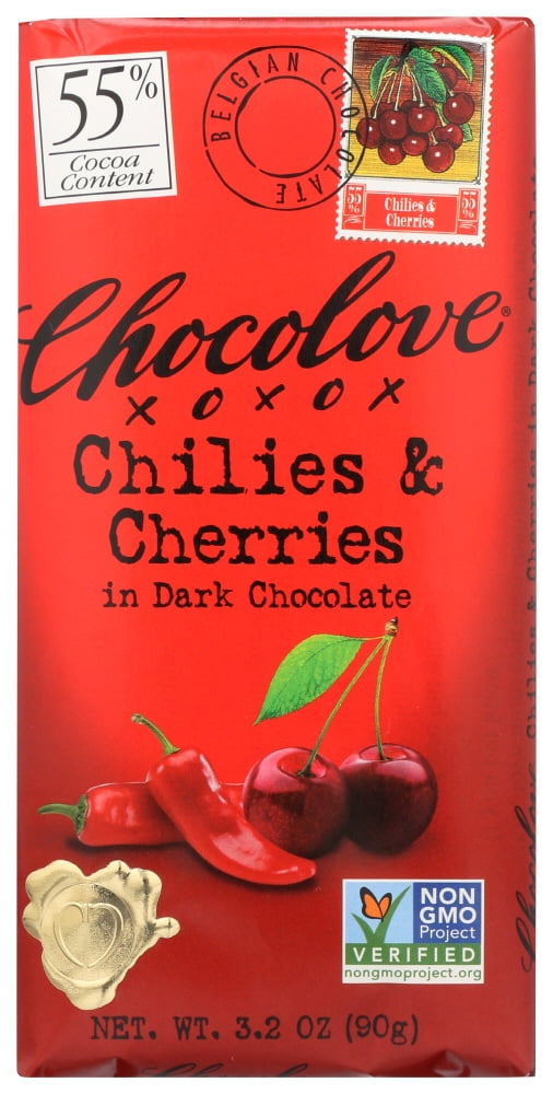 Chocolove Dark Chocolate Bar Chilies & Cherries -- 3.2 oz