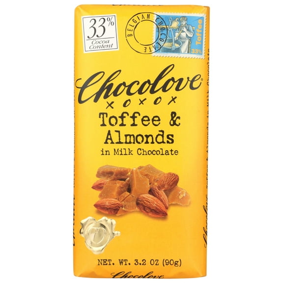 Chocolove Toffee & Almonds in Milk Chocolate Bar, 3.2 oz