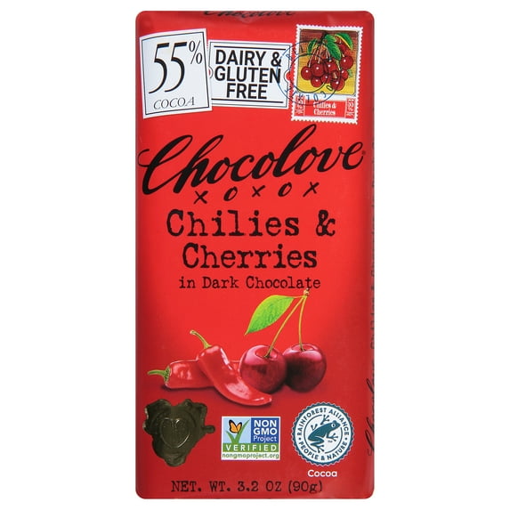 Chocolove Chocolate Bar Chili & Cherry 3.2 oz (Pack Of 12)
