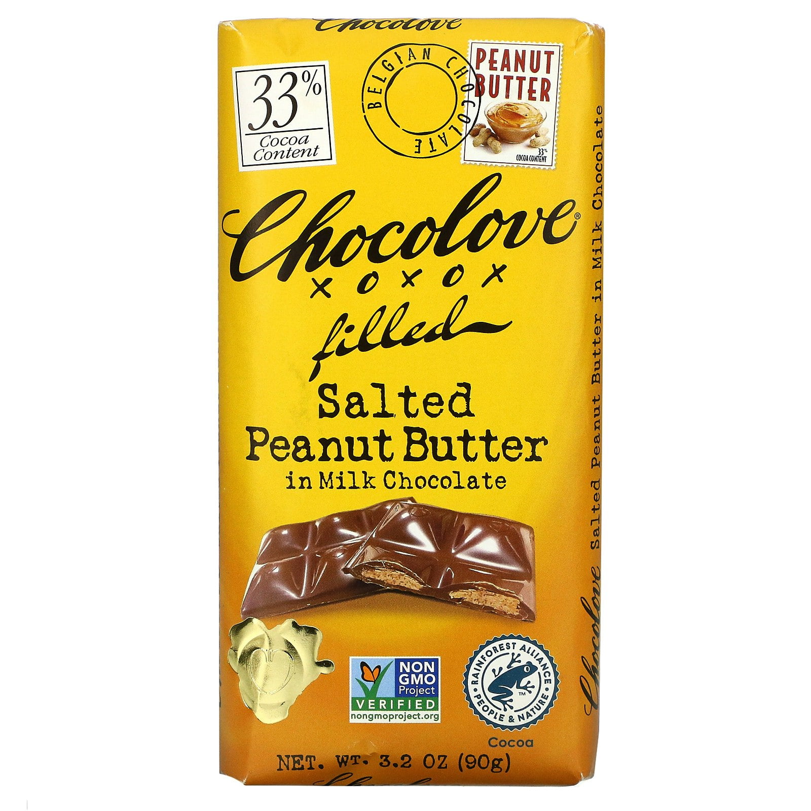 Chocolove Chocolate Bar Milk Filled Salted Peanut 3.2 oz (Pack Of 10)