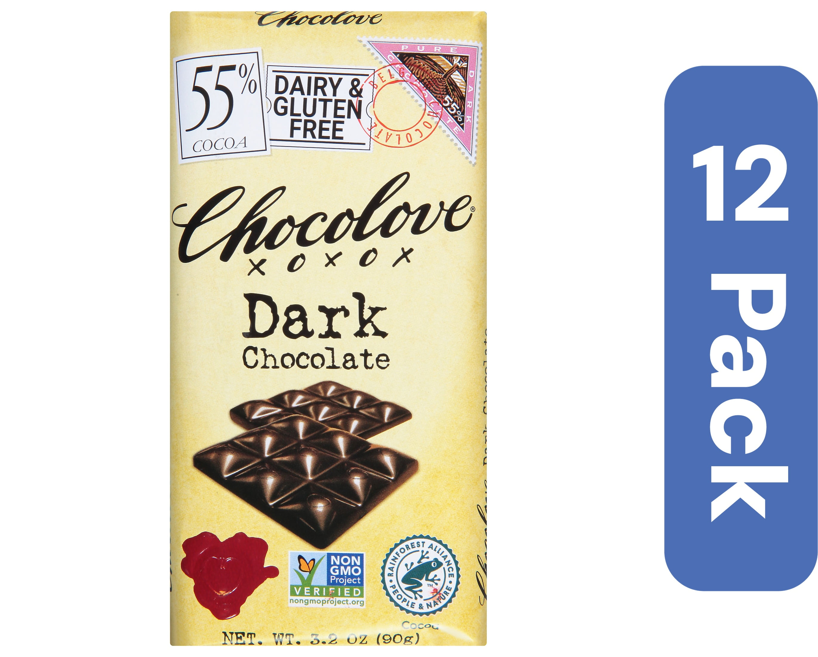 Chocolove Dark Chocolate Bar 3.2 oz (Pack Of 12)