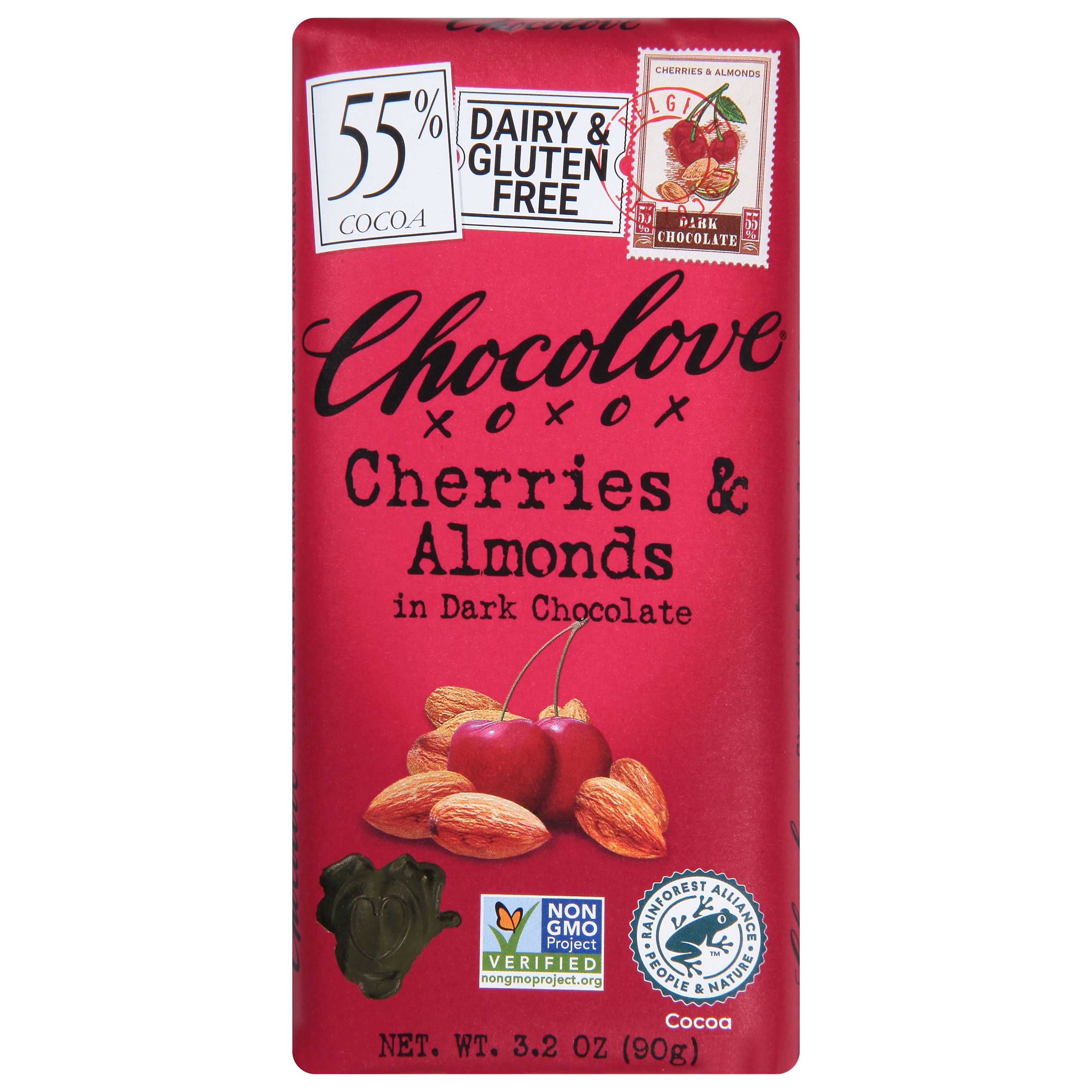 Chocolove Dark Chocolate Bar Cherry & Almond 3.2 oz (Pack of 12)