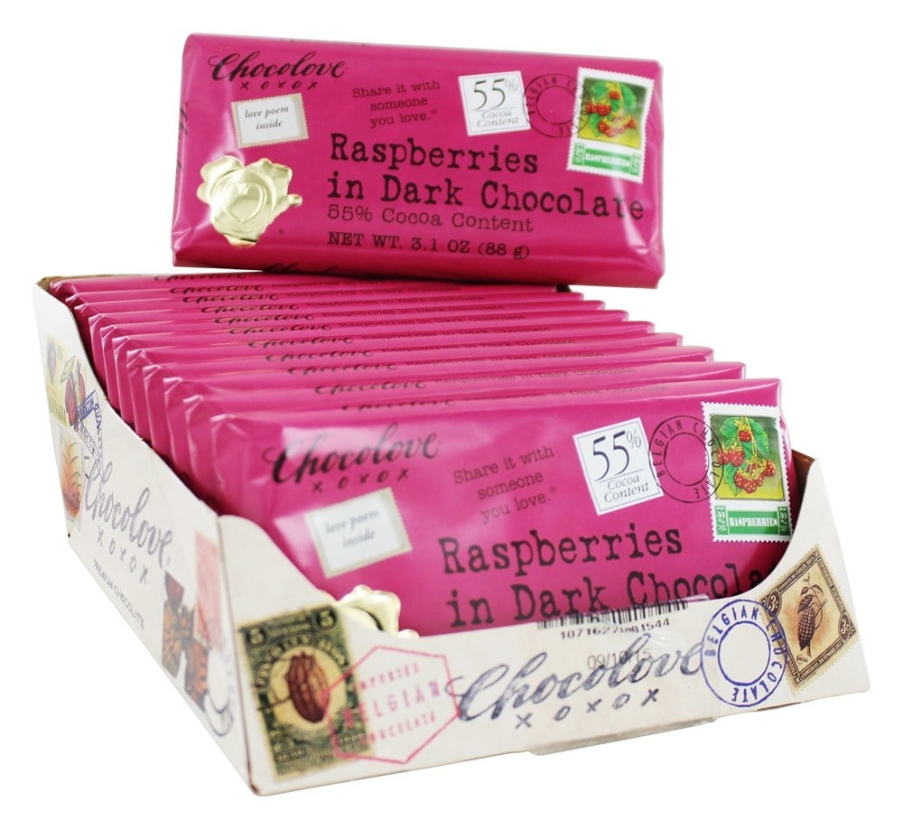 Chocolove - Dark Chocolate Bars Box Raspberries - 12 Bars