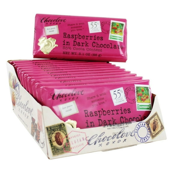 Chocolove - Dark Chocolate Bars Box Raspberries - 12 Bars