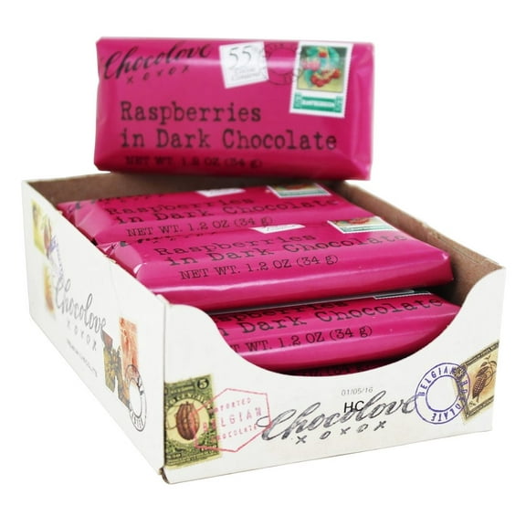 Chocolove - Dark Chocolate Mini Bars Box Raspberries - 12 Mini Bar(s) Pack Of 12