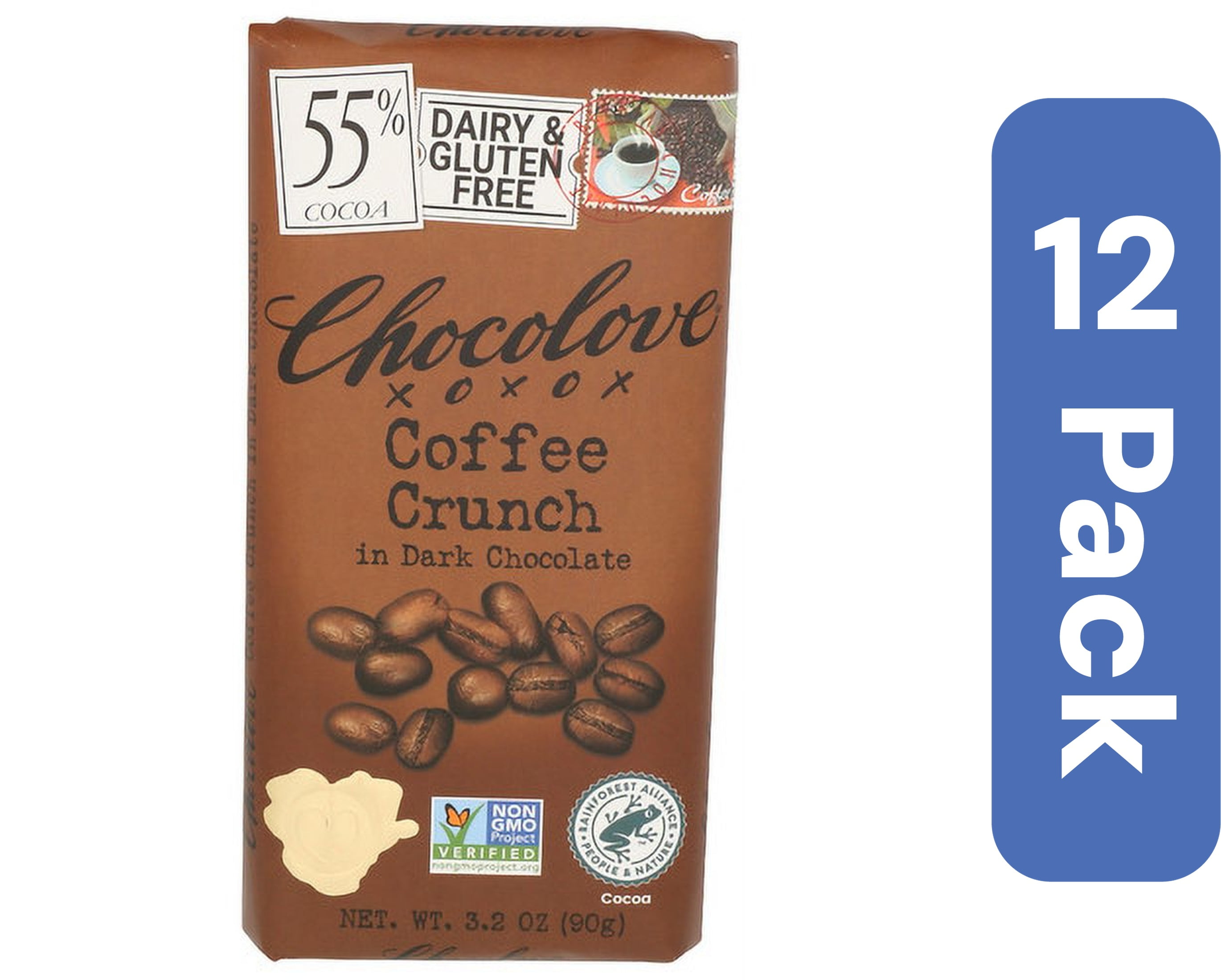 Chocolove Dark Coffee Crunch Chocolate Bar 3.2 oz (Pack Of 12)