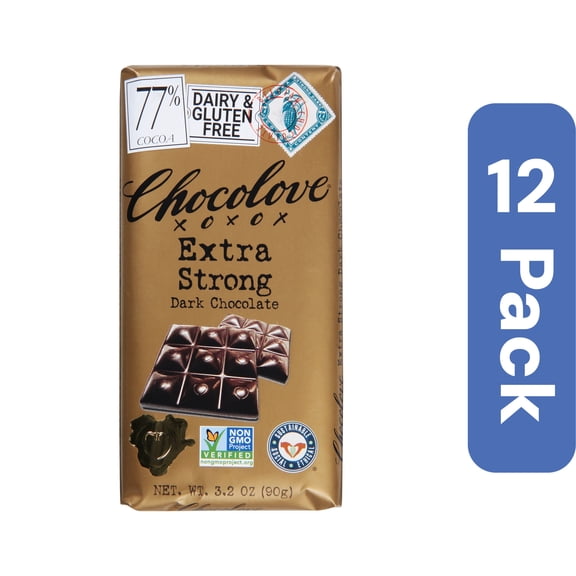 Chocolove Dark Extra Strong Chocolate Bar 3.2 oz (Pack Of 12)