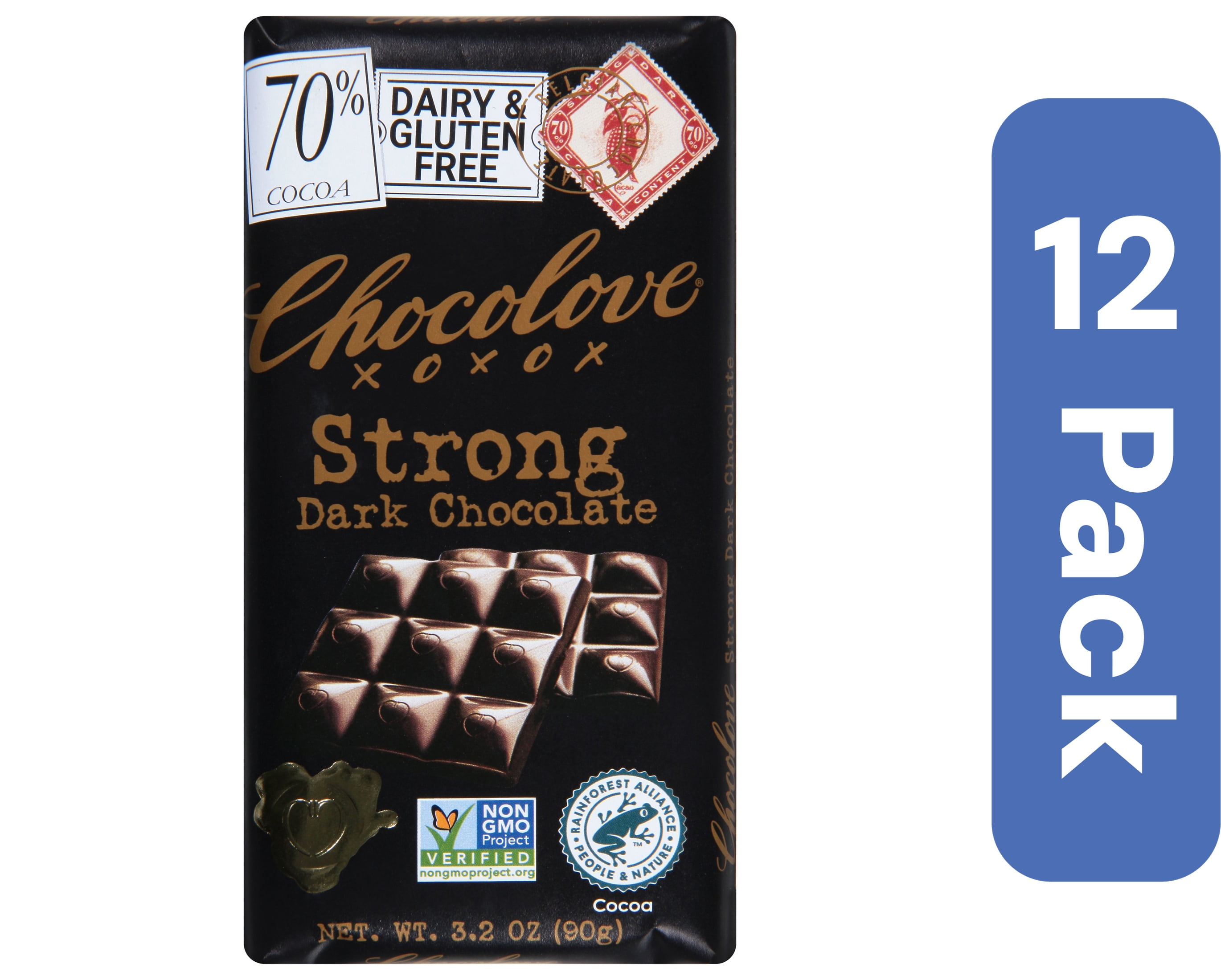 Chocolove Dark Strong Chocolate Bar 3.2 oz (Pack Of 12)