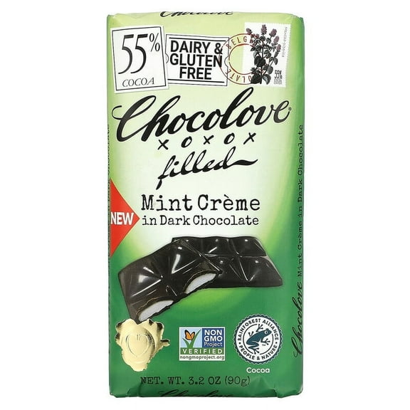 Chocolove, Filled Mint Creme in Dark Chocolate, 55% Cocoa, 3.2 oz Pack of 3