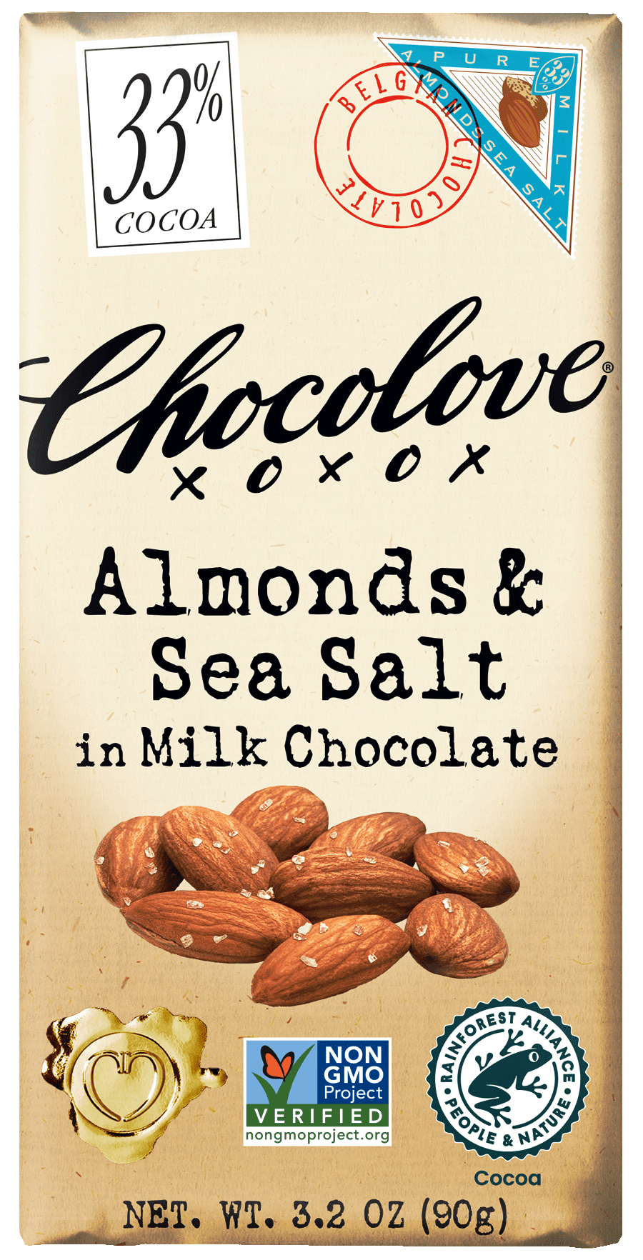 Chocolove Gluten Free Almonds & Sea Salt in Milk Chocolate 33 3.2 oz