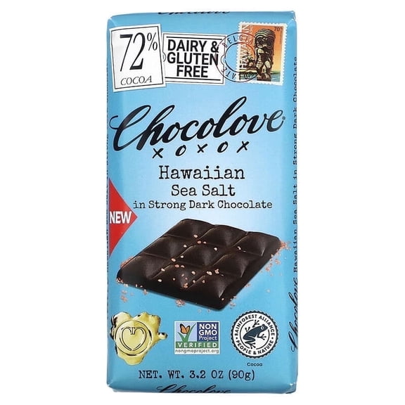 Chocolove, Hawaiian Sea Salt in Strong Dark Chocolate, 72% Cocoa, 3.2 oz Pack of 3