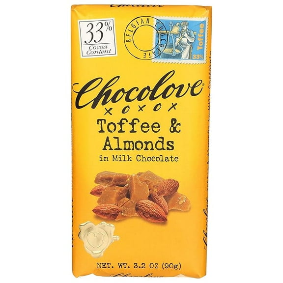 Chocolove - Milk Chocolate Bar Toffee & Almonds - 3.2 oz. ( Pack of 2 )
