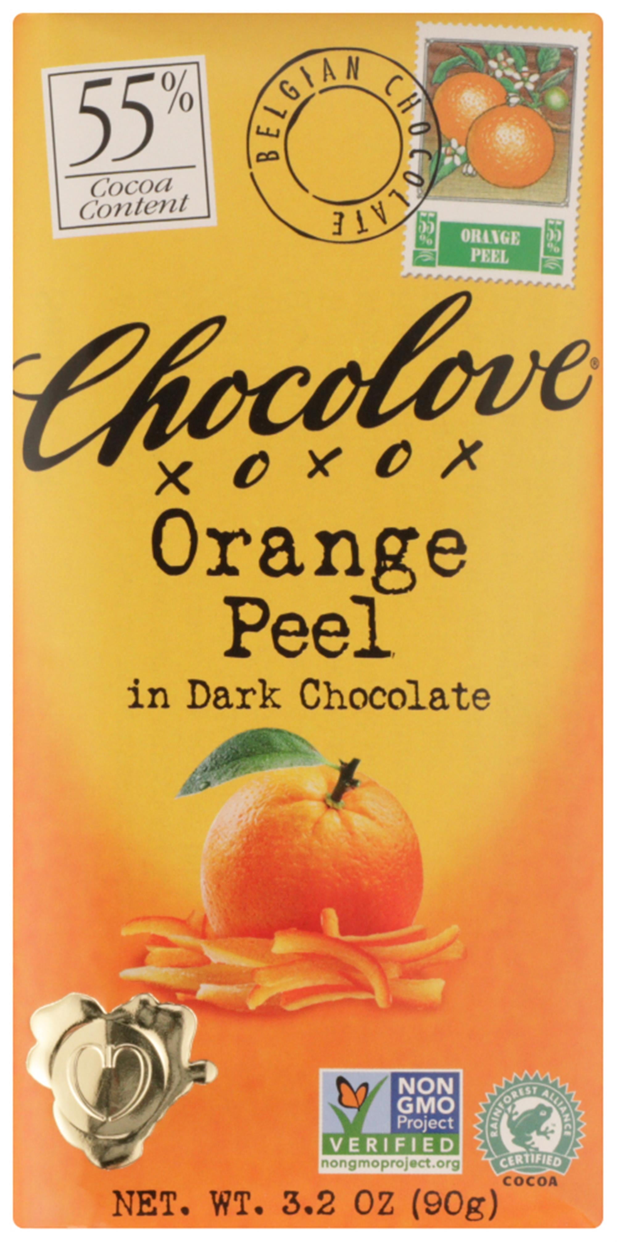 Chocolove Orange Peel in Dark Chocolate 55% Cocoa 3.2 oz Pack of 2