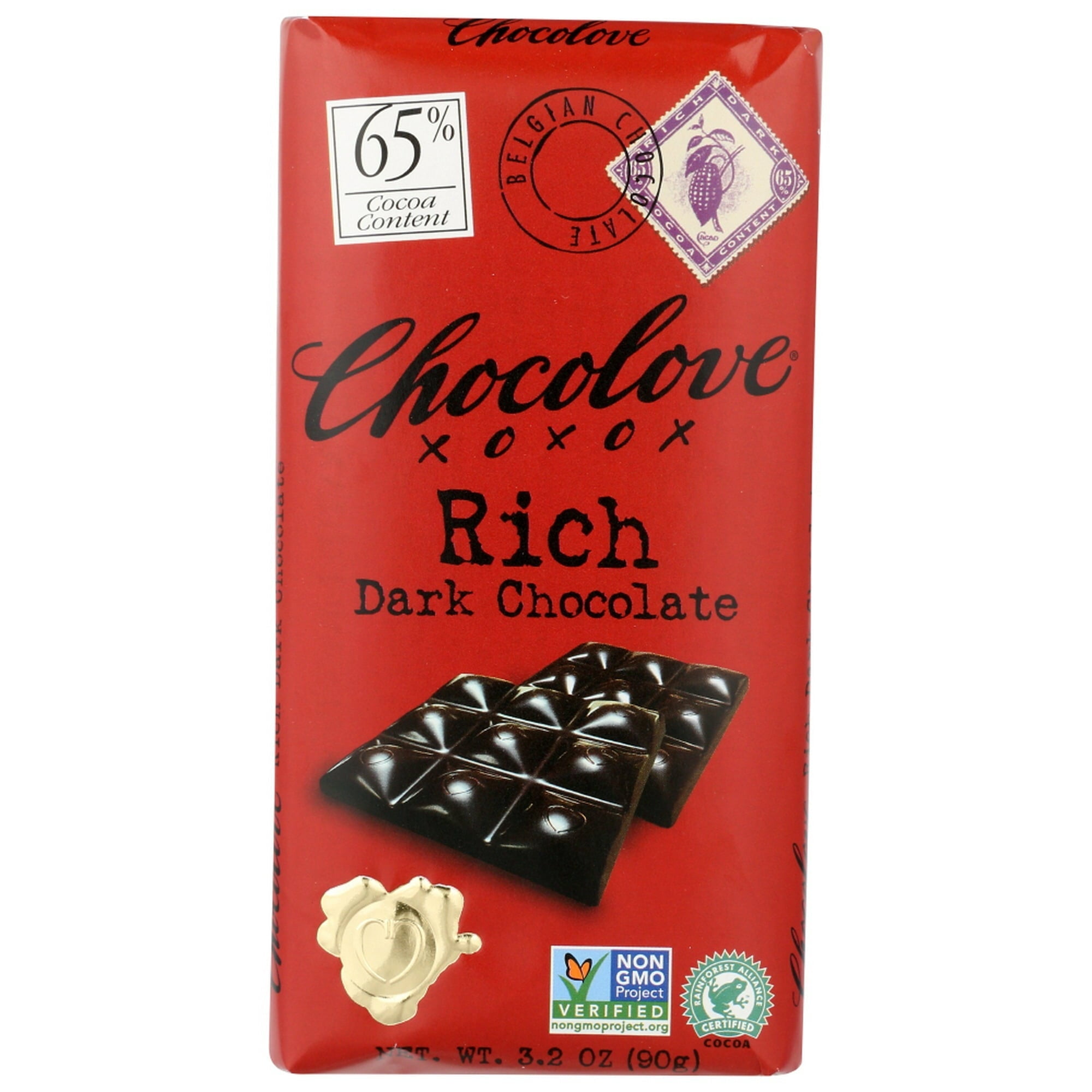 チョコレート Chocolove Xoxox Premium Chocolate Bar Dark Chocolate Rich 3.2 Oz
