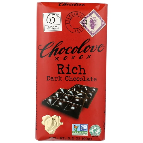 Chocolove Xoxox Premium Chocolate Bar Dark Chocolate Rich 3.2 Oz (2 Pack)