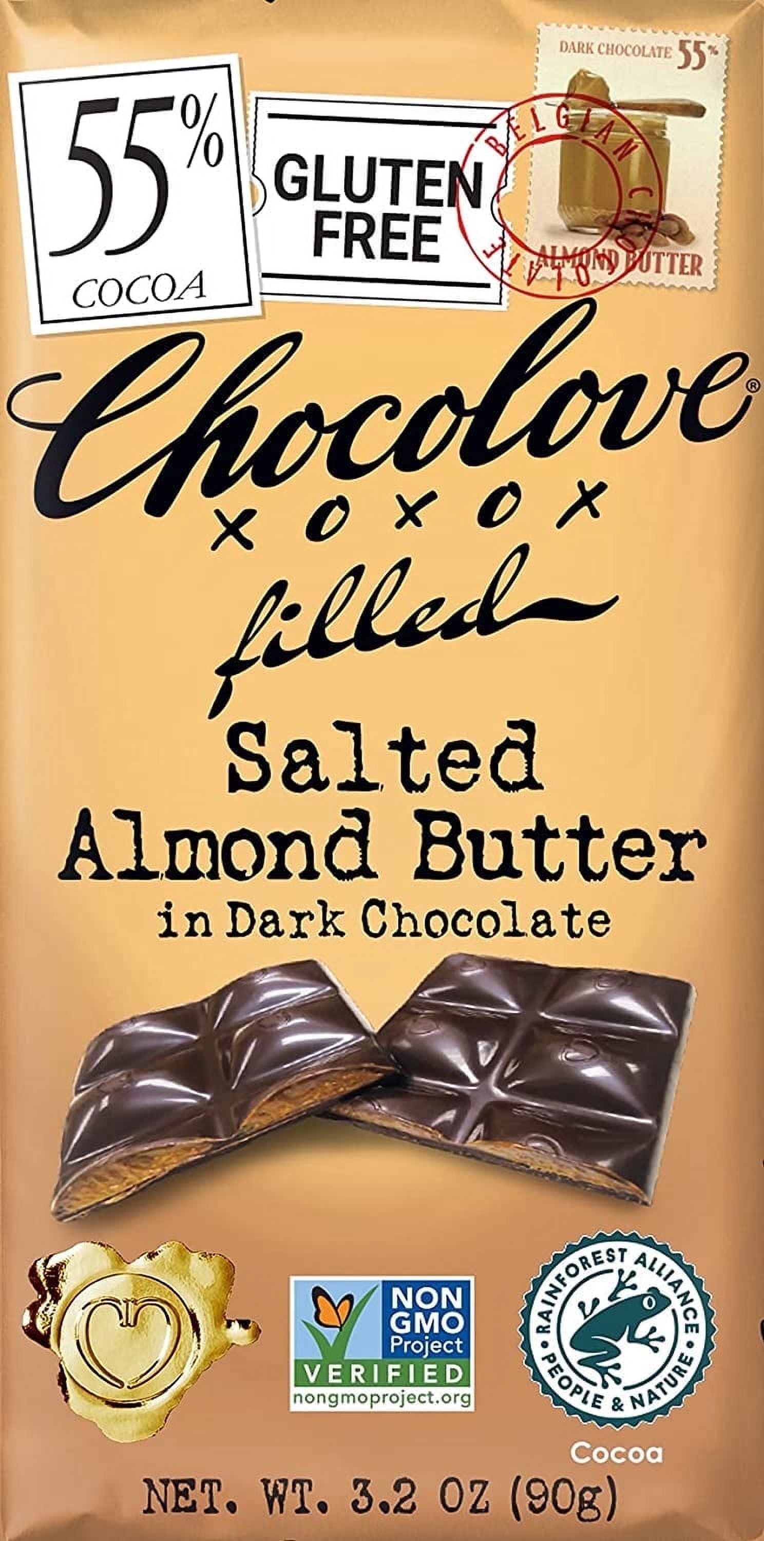 Chocolove, Salted Almond Butter in Dark Chocolate, 55% Cocoa, 3.2 oz Pack of 3
