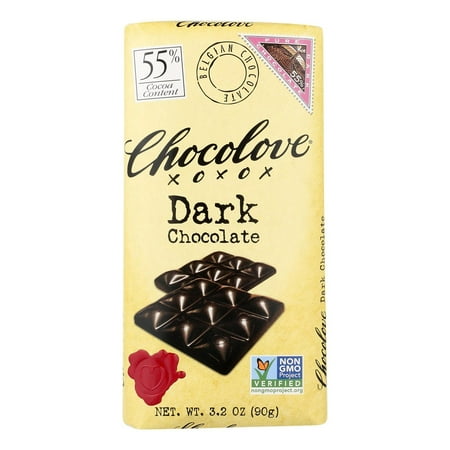 Chocolove Xoxox Dark Chocolate Bar, 3.2 Ounce -- 12 per case.