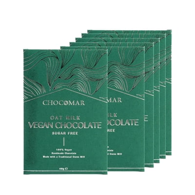 Chocomar Handmade Vegan Oat Milk Chocolate Sugar Free  6 Pack (40g Each, 1.41oz)  Dairy Free Chocolate Milk