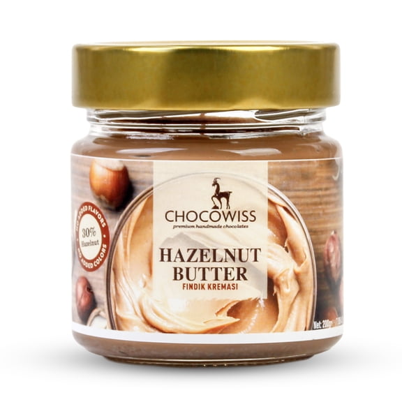 Chocoswiss Premium Hazelnut Butter, Smooth Roasted Nut Paste for Baking, Coffee Lattes & Breakfast Toast, No Palm Oil, 200g