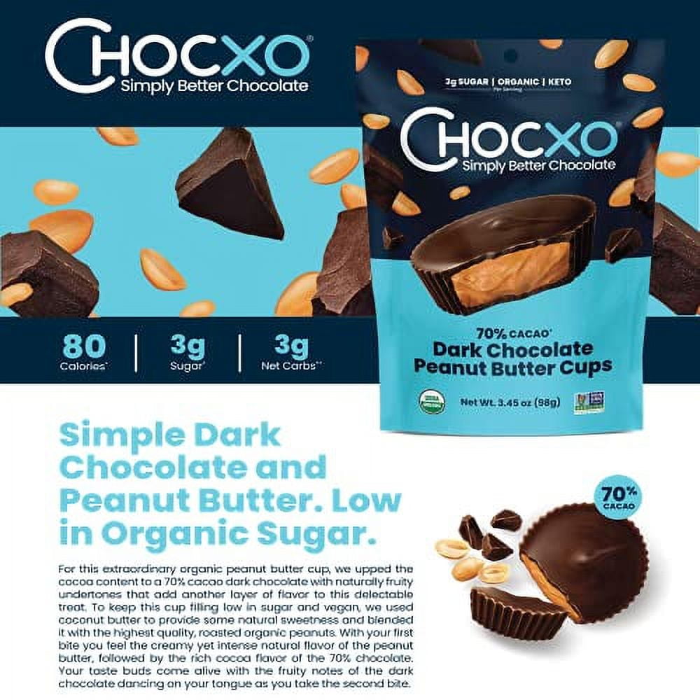 Chocxo Dark Chocolate Peanut Butter Cups Truly Indulgent, Low in Real