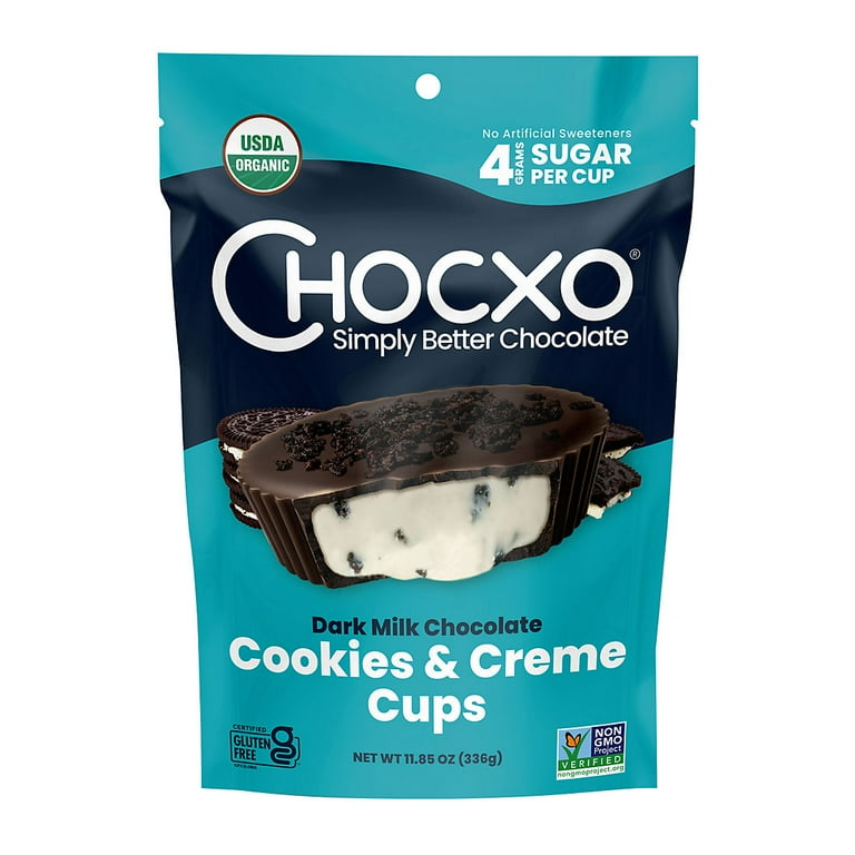 Chocxo Dark Milk Chocolate Cookies & Creme Cups, Individually
