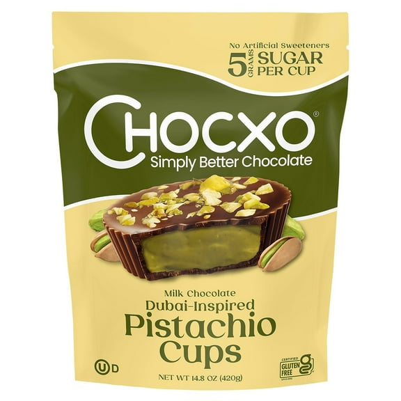 ChocXO Milk Chocolate Dubai Inspired Pistachio Cups, 14.8 Ounce