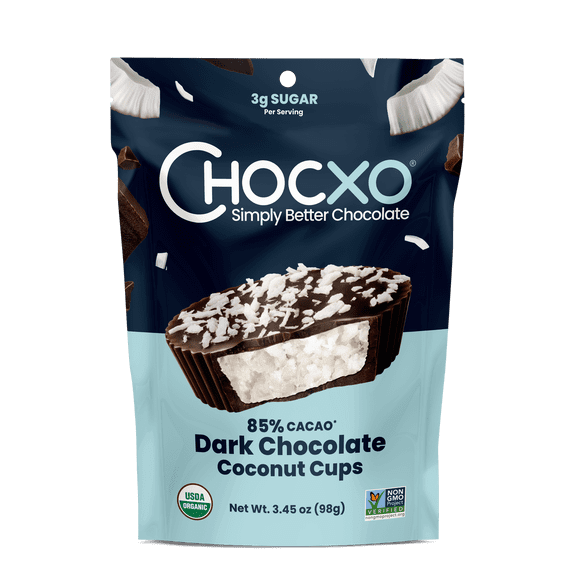 Chocxo Organic 85% Dark Chocolate Coconut Cups