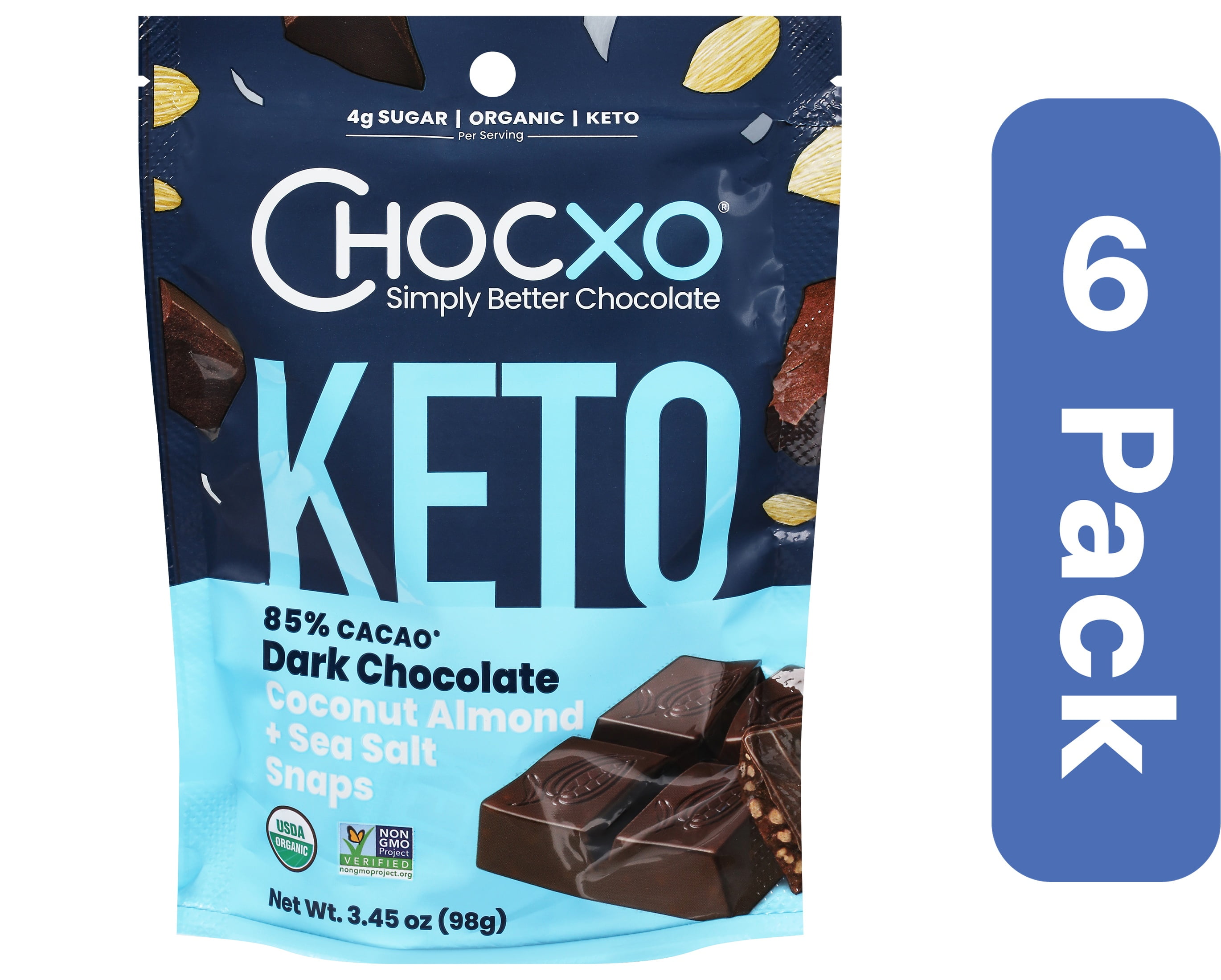 Chocxo Snap Chocolate Coconut Almond Salt 3.45 oz (Pack of 6)
