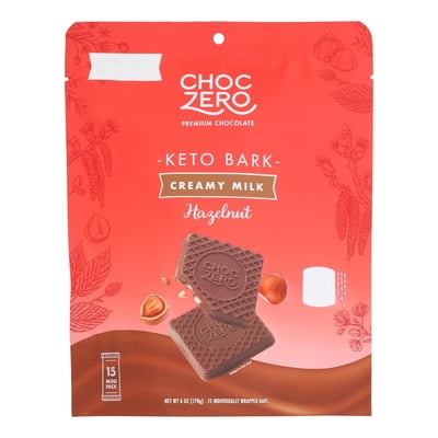 Choczero - Keto Bark Milk Chocolate Hazelnt - Case of 12-6 OZ