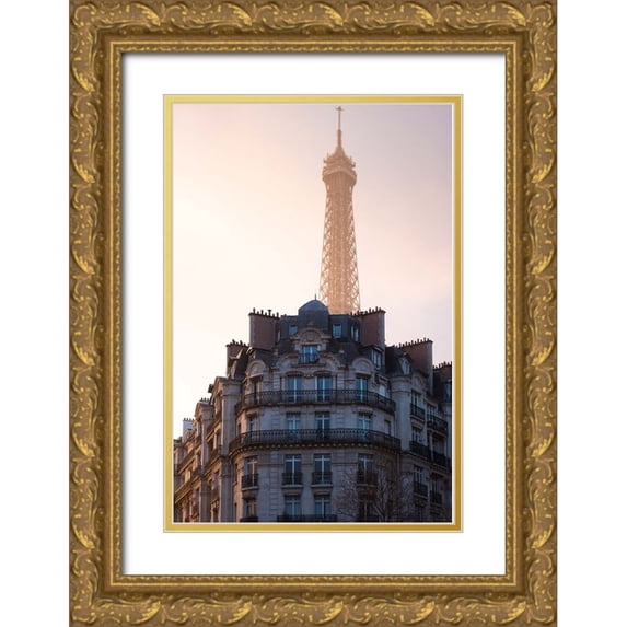 Chodus, Yochai 11x14 Gold Ornate Wood Framed with Double Matting Museum Art Print Titled - The Peeking Eiffel