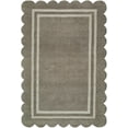 thumbnail image 1 of BoutiqueRugs Chogan Hand Tufted Wool Natural Fiber Area Rug with Scalloped Edges - Contemporary Geometric Bordered Solid Color Carpet for Living Room, Bedroom - Stone Gray, Ivory - 5' x 7'6", 1 of 6