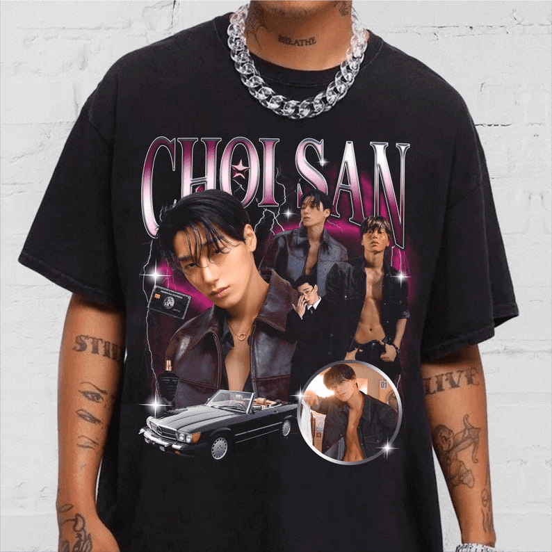 Choi San Ateez Kpop Vintage Graphic T-Shirt, Music Fans Outfit ...