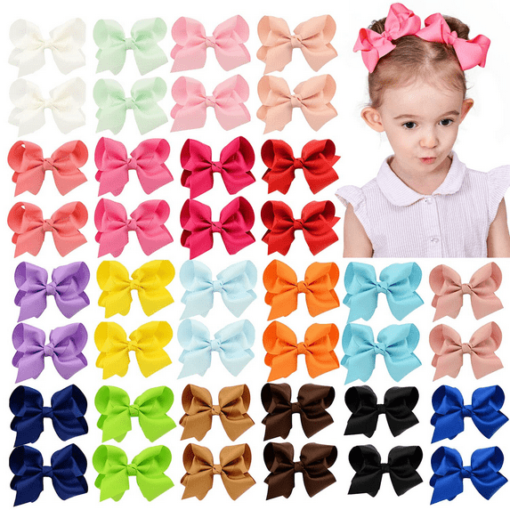 Choicbaby 4.5" Hair Bows for Girls Grosgrain Ribbon Toddler Hair Accessories with Alligator Clips for Toddlers Baby Girls Kids Teens 40Pcs in Pairs