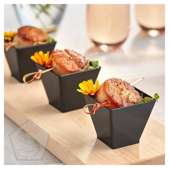 Choice 2 oz. Black Square Plastic Shot Glass