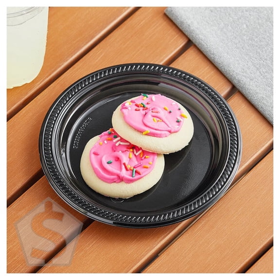 Choice 7" Black Plastic Plate - 1,000/Case