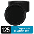 thumbnail image 1 of Choice 7" Black Plastic Plates, Disposable Polystyrene, 125-Pack, 1 of 8