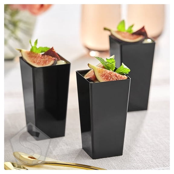Choice Black Square Plastic Mini Cup 3 oz.