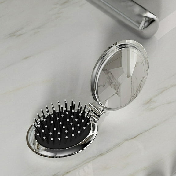 Choice Folding Hair Brush with Mirror,Round Mini Compact Massage Comb for Purse/Pocket,Travel Size for Girls and Women