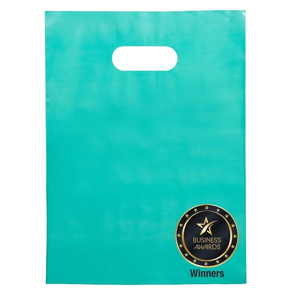 Choice Marts 100 Teal Plastic Bags With Handles – 12"X15" Glossy 2 Mil Thick Teal Gift Bags For Merchandise And Small Business