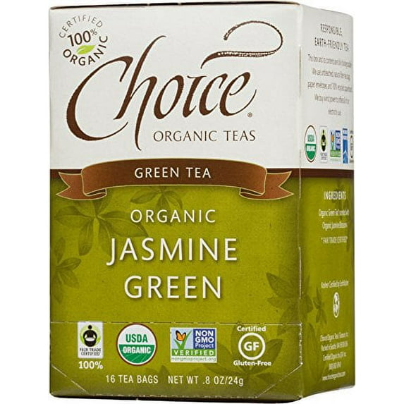 Choice Organic Jasmine Green Tea, 16-Count Box (Pack of 6)