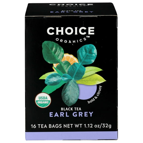Choice Organic Teas Earl Grey Black Tea - 16 bags per pack -- 6 packs per case.