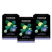 Choice Organics Earl Grey Tea, Contains Caffeine, Black Tea Bags, 3 Boxes of 16