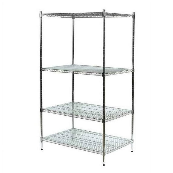 Wire Shelving Unit, 36"D x 48"W x 85"H, 4 Shelves, Silver