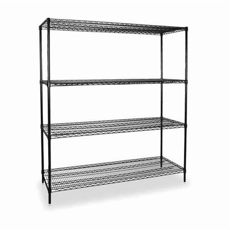 Wire Shelving Unit, 24"D x 60"W x 63"H, 4 Shelves, Black 2KPL7
