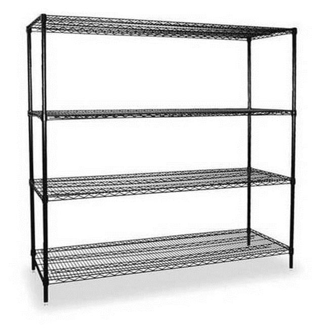 Wire Shelving Unit, 24"D x 60"W x 74"H, 4 Shelves, Black 2KPN8