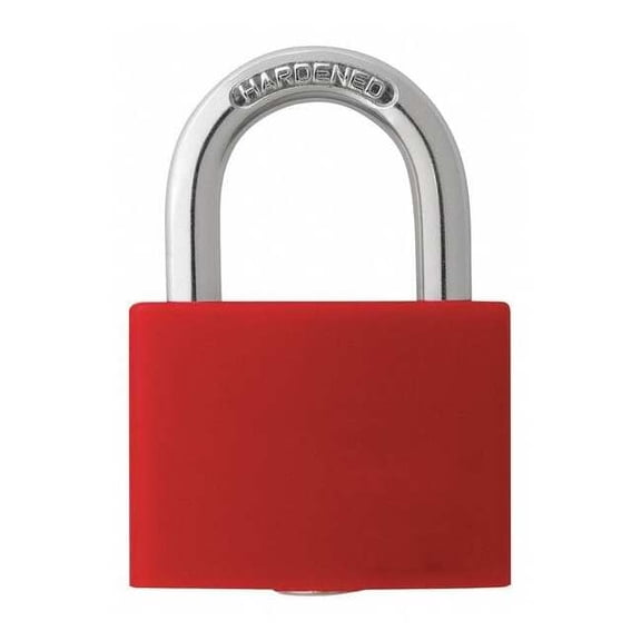 Lockout Padlock, Keyed Different, Aluminum, Red, 1 in Shackle Height, 1 5/16 in Body Width