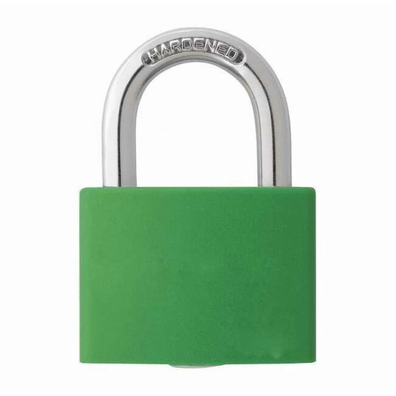 Lockout Padlock, Keyed Different, Aluminum, Green, 1 in Shackle Height, 1 5/16 in Body Width