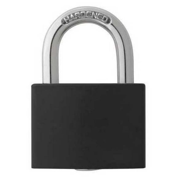 Lockout Padlock, Keyed Different, Aluminum, Black, 1 in Shackle Height, 1 5/16 in Body Width